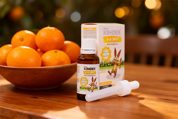 قطره آ د فیشر کیندر در کنار پرتقال&zwnj;های تازه