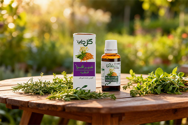 قطره شیرافزا گل دارو در کنار گیاهان دارویی