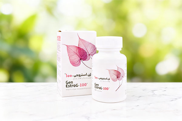 کپسول ژن استروجی 100 بهستان بهداشت روی سطح سفید