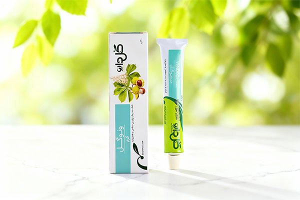 تصویر کرم ونوگل گل دارو روی سطح مرمر سفید