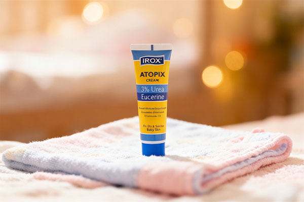 کرم آتوپیکس ایروکس روی پتوی نرم کودک
