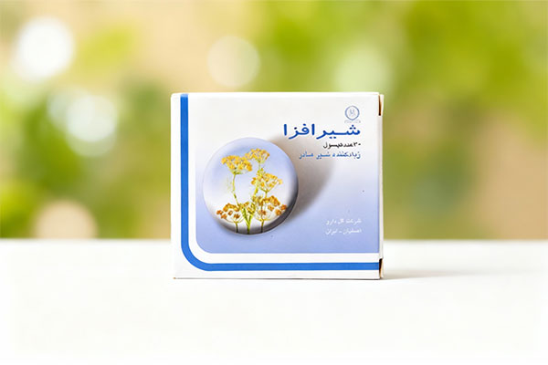 کپسول شیرافزا گل دارو روی سطح سفید