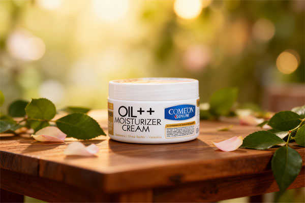 کرم مرطوب کننده پوست خیلی خشک کامان در کنار عناصر طبیعی