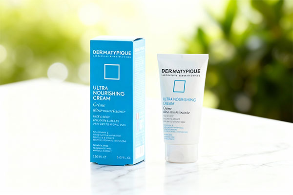 کرم نرم کننده پوست خشک و حساس درماتیپیک روی سطح مرمر سفید