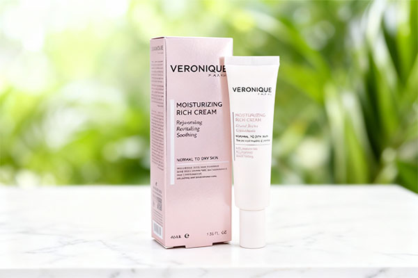 کرم مرطوب کننده ریچ ورونیک روی سطح مرمر سفید