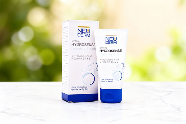 کرم مرطوب کننده اپتیمال هیدروسنس نئودرم روی سطح سفید