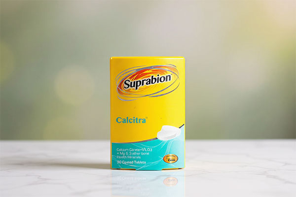 تصویر قرص کلسیترا سوپرابیون روی سطح مرمری سفید