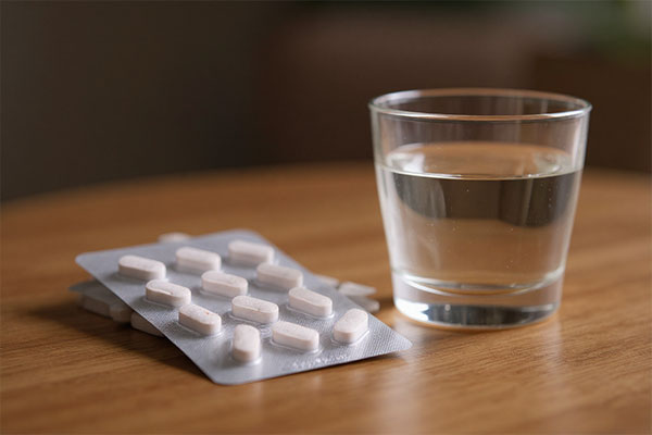 قرص منیزیم 7 فیشر فلکسان کنار لیوان آب