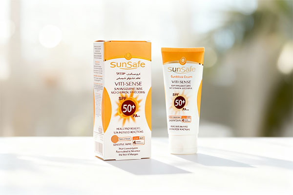ضد آفتاب SPF50 بژ طبیعی سان سیف برای پوست حساس
