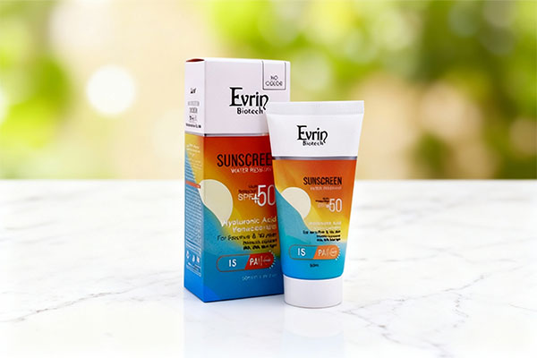 ضد آفتاب بی رنگ اورین SPF50 روی سطح مرمر سفید