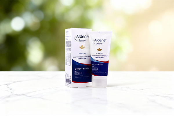 کرم مرطوب کننده اوره 5 درصد آردن بیوتی روی سطح مرمر سفید