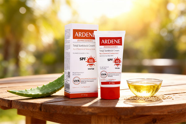 ضد آفتاب رنگی پوست معمولی و حساس SPF 46 آردن با آلوئه&zwnj;ورا و روغن کنجد