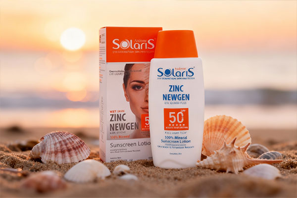لوسیون ضد آفتاب زینک نیوژن SPF50 آردن سولاریس در کنار ساحل