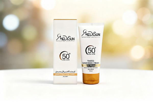 ضد آفتاب رنگی SPF50 مدیسان در کنار نور آفتاب