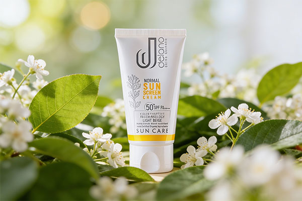 کرم ضد آفتاب پوست خشک دلانو در کنار عناصر طبیعی