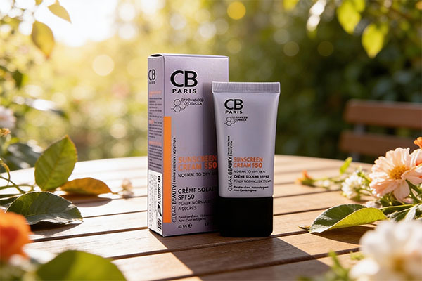 کرم ضد آفتاب پوست نرمال تا خشک SPF50 سی بی پاریس در کنار عناصر طبیعی