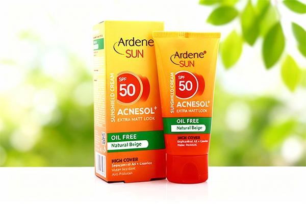 ضد آفتاب آکنه سول پلاس آردن روی سطح سفید