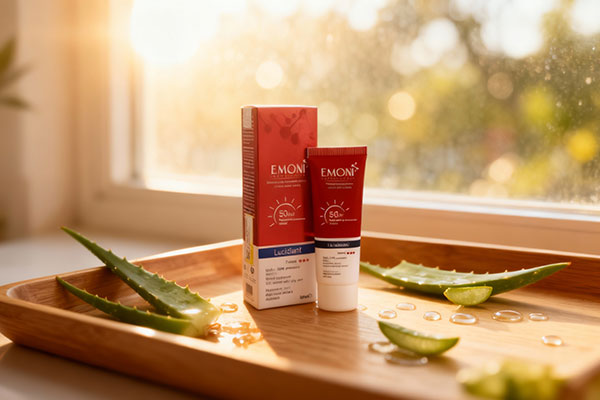 ضد آفتاب امونی پوست خشک SPF50 کنار مواد طبیعی مراقبتی