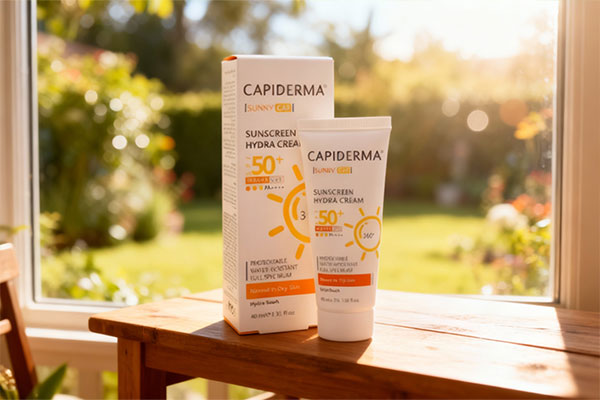 ضد آفتاب بی رنگ پوست خشک کپیدرما کنار پنجره آفتابی