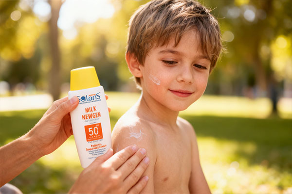 استفاده از لوسیون ضد آفتاب کودک آردن سولاریس روی پوست کودک