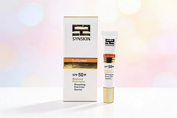 تصویر کرم ژل دور چشم ضد آفتاب SPF50 ساین اسکین روی سطح سفید