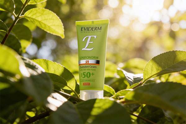 کرم ضد آفتاب رنگی اویدرم پوست چرب جوش دار SPF50 در محیط طبیعی