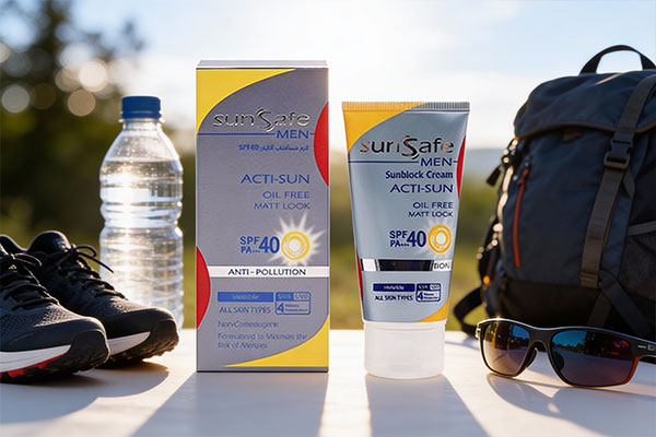 کرم ضد آفتاب مردانه سان سیف SPF40 مناسب فعالیت&zwnj;های ورزشی