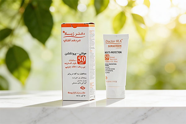 ضد آفتاب مولتی پروتکشن دکتر ژیلا روی سطح مرمر سفید