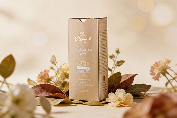 کرم ضد آفتاب رنگی SPF30 سینره در کنار عناصر طبیعی