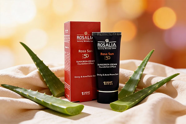 ضد آفتاب رنگی پوست چرب رزالیا همراه با عناصر طبیعی مراقبت از پوست