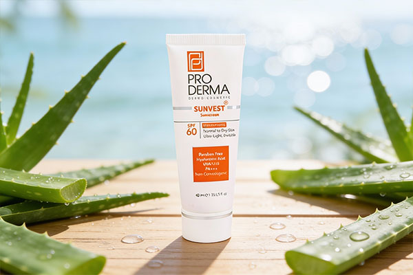 ضد آفتاب مرطوب کننده پوست خشک پرودرما با عناصر طبیعی