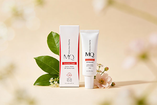 کرم ضد آفتاب نرمال SPF50 ام کیو روی سطح سفید