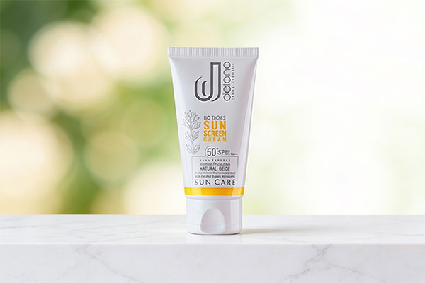 کرم ضد آفتاب و ضد لک رنگی SPF50 دلانو روی سطح مرمر سفید