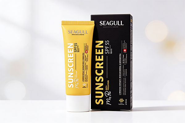 ضد آفتاب بی رنگ مردانه سی گل SPF55 روی سطح سفید