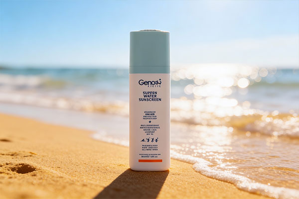 کرم ضد آفتاب فیوژن واتر ژنوبایوتیک در کنار ساحل