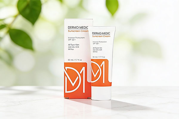 ضد آفتاب SPF50 درمومدیک با رنگ بژ روشن