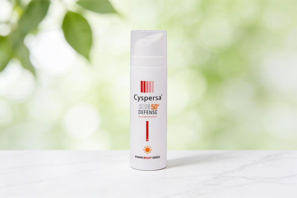 فلوئید ضد آفتاب ضد لک SPF50 سیسپرسا روی سطح مرمر سفید
