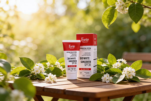 ضد آفتاب روشن کننده اورین SPF30 در کنار عناصر طبیعی