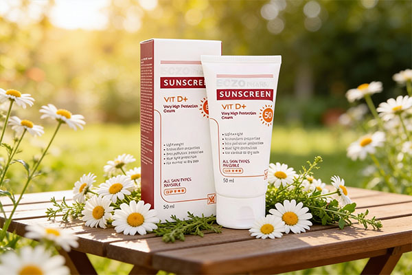 تصویر کرم ضد آفتاب اگزوفارما مای همراه با گل&zwnj;های بابونه