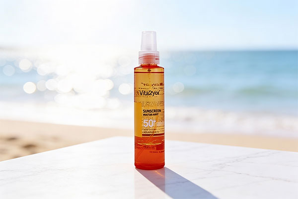اسپری ضد آفتاب ویتالیر SPF50 در کنار ساحل