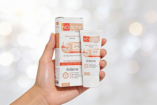 بی بی کرم نو آکنه در دست با پس&zwnj;زمینه پوست طبیعی