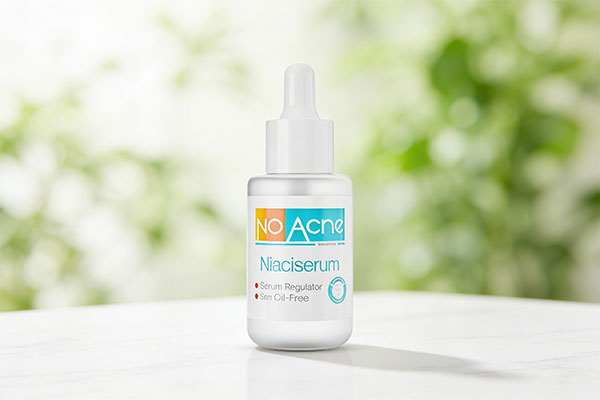 سرم نیاسینامید 10 درصد نو آکنه روی سطح مرمر سفید
