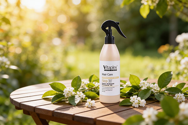 اسپری ویتاپلکس موهای دکلره در کنار عناصر طبیعی