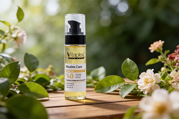 روغن درخشان کننده مو ویتاپلکس در کنار عناصر طبیعی