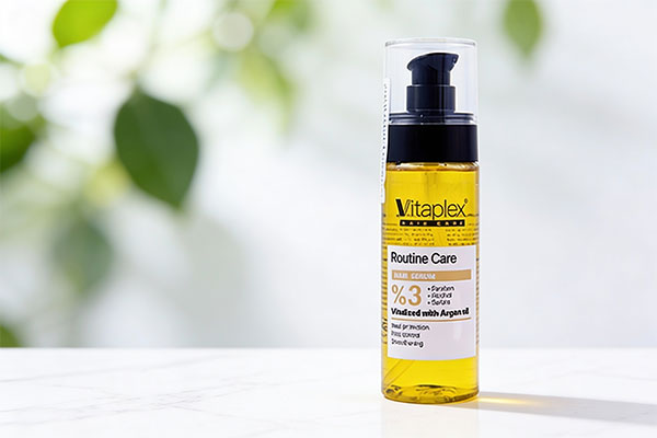 سرم نرم کننده مو ویتاپلکس روی سطح مرمر سفید