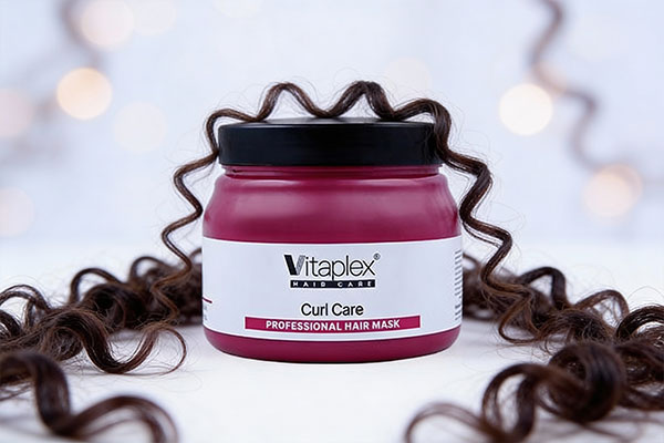 ماسک موهای فر ویتاپلکس در کنار موهای فر