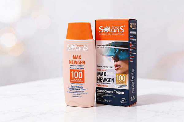 کرم ضد آفتاب مکس نیوژن SPF100 آردن سولاریس روی سطح مرمر سفید