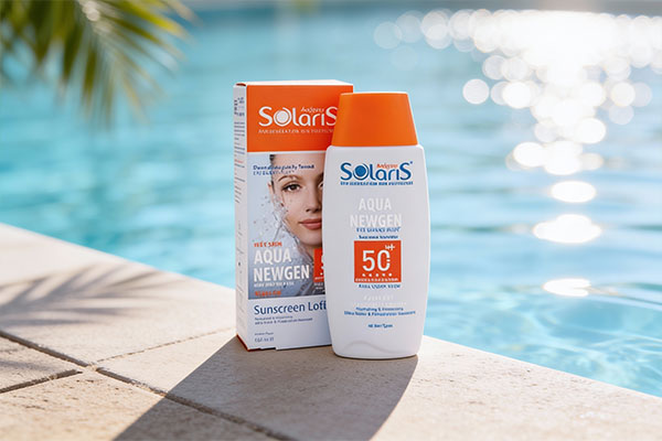 لوسیون ضد آفتاب آکوا نیوژن SPF50 آردن سولاریس کنار استخر