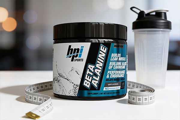 تصویر پودر بتا آلانین بی پی آی اسپورت با تجهیزات ورزشی