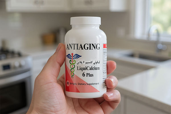 کپسول لیکوئی کلسیم 6 پلاس در دست